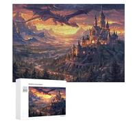Castillo Volador del dragón Puzzles 300 Piezas Portátil EsteraRompecabezas 3D para Adultos Y Niños A 12 Años Aliviar Estrés DIY Creativo Decoración del Hogar 300 PCS