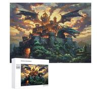 Castillo Volador del dragón Puzzles 500 Piezas Maquetas 3D FamiliarConstruir DIY Moderno para Niños A 12 Años Y Adultos Desafío Intelectual Decoración Hogar 500 PCS