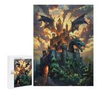 Castillo Volador del dragón Puzzles 500 Piezas Obra De Arte 3D FamiliarRompecabezas Colorido para Adultos Y Niños A 12 Años DIY Moderno Aliviar Estrés 500 PCS