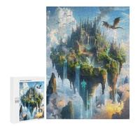 Castillo Volador del dragón Puzzles 500 Piezas Regalos FamiliarRompecabezas Colorido 3D para Adultos Y Niñas A 14 Años DIY Moderno Aliviar Estrés Estera Portátil 500 PCS