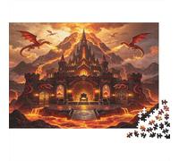 Castillo Volcán Puzzle de 1000 Piezas Papel para Adultos Guarida de Dragón Fantasía Relajante Decorativo Familiar Regalo 38x26cm/1000pcs
