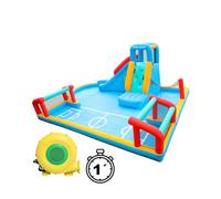 Castillo Water Sport- Castillo Hinchable acuático con tobogán, Zona de Escalada, Piscina de Bolas, porterías, Red para vóley y más