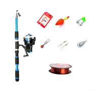 Casting Made Simple Portable 1 82M Kit de caña de pescar equipado con todos los elementos básicos necesarios (traje azul de 2,1 m)