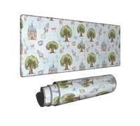 Castle - Alfombrilla de mouse grande, diseño de árbol de cohete juguetón, sin goma azul, alfombrilla de mouse de tela suave para accesorios de escritorio para oficina, hogar, computadora, laptop, 16 x