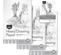 Castle Art Supplies Bloc de dibujo pesado de 5 x 8 pulgadas, paquete de 3, 50 hojas cada una (160 g/m²/44.5 kg), papel de artista extra blanco, suave, sin ácidos, el bloc para todos los artistas (5 x