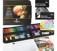 Castle Art Supplies Estuche 60 Lápices Acuarela sin Madera | 48 Lápices Colores Intensos Pigmento, Accesorios | Todo Mina | Artistas, principiantes, ilustradores | Resistente Estuche Tela