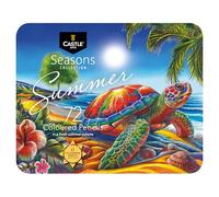 Castle Art Supplies Juego de 72 lápices de colores de verano | Lápices a base de cera con núcleos suaves y lisos | Paleta inspirada en el verano para artistas adultos | Organizado en lata de
