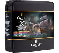 Castle Art Supplies - Lápices de colores con cremallera (120 unidades), color suave de calidad para artistas adultos, profesionales y coloristas | En una bolsa con cremallera