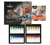 Castle Art Supplies Set de Pintura Acrílica | 48 Tubos de 22 ml para Adultos | Colores de Alta Pigmentación | Resiste la Luz y Decoloración | Tapón de Rosca | Múltiples Superficies