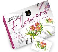 Castle Arts - Libro para colorear de flores, 36 flores inspiradoras de atención plena seleccionadas por artistas internos con guía de referencia de color, papel de grado de artista que no se