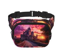Castle at Sunset - Bolso cruzado de moda estampado, bolsa de cintura de senderismo, bolsa de hombro cuadrada de doble capa para viajes y fitness