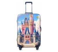 Castle Background - Funda elástica para equipaje de viaje, diseño de flores de cerezo, bosque, arco iris, protector de maleta, funda de equipaje con impresión antiarañazos, Black, L