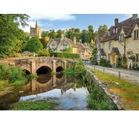 Castle Combe in the Cotswolds- Rompecabezas de 1000 piezas; monumentos británicos; ecológico, regalo para adultos y familias