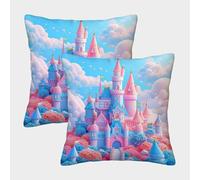 Castle Fantasy: Estilo soñador de Cuento de Hadas Fundas De Cojín del Sofá Juego De 2 Available All Seasons Fundas De Almohada Decorativos Cuadrado Almohadon Cubre De Estar Sofás Jardín 50x50cm