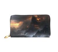 Castle In The Waves Pattern - Cartera larga para mujer, cartera de mano larga, tarjetero de crédito, monedero de viaje, color negro, talla única, Black, Talla única