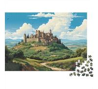 Castle on Hill Landscape Rompecabezas Imposible,desafío for Adults Entretenimiento Creativo 1000 Piezas Obra De Arte De Juego De para Adultos Y Niños A Partir De 12 Años 70x50cm/1000pcs