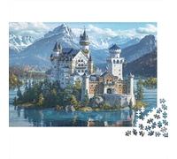 Castle on Island Colourful Neuschwanstein Castle 1000 Pieces Jigsaw Puzzles Adults Birthday Fun Present & Activity 38x26cm/1000pcs