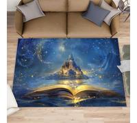 Castle Rugs - Alfombras para sala de estar, 120 x 180 cm, diseño de libro mágico para dormitorio, fantasía, cuento de hadas, lavable, antideslizante, no se desprende, para comedor, cocina y oficina
