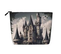 Castle01 - Neceser con estampado de cuento de hadas gótico, bolsa de cosméticos de gran capacidad, bolsa de maquillaje para mujer, para uso diario, viajes, Black, Talla única