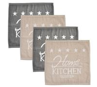 CASTMA - Set de 4 Paños de Cocina 100% Algodón Rizo Five Stars - Máxima Absorción y Secado Rápido - 25 x 25 x 5 cm - Resistentes y Duraderos - Colores Gris Antracita y Beige para Tu Cocina