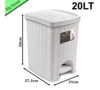 Casto Con Pedal Elegance Cubo de Basura 20L de Cocina Baño Efecto Mimbre Rota