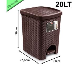 Casto Con Pedal Elegance Cubo de Basura 20L de Cocina Baño Efecto Mimbre Rota