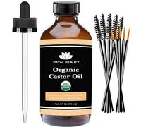 Castor Oil (4 OZ) USDA Organic 100% Pure Cold-Pressed Hexane-free Premium Quality Large Size for Hair, Eyelashes, Eyebrows, Beard and Skin by Joyal Beauty. Bonus FREE Mascara Kit Included