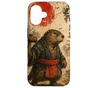 Castor sohei Monje Anime japonés Vintage Ukiyo-e Arte de Carcasa para iPhone 16