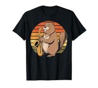 Castor Vintage Jugando Saxofón Jazz Saxofón Músico Saxofón Camiseta