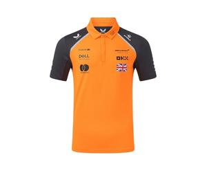 Castore McLaren F1 Team Lando Norris - Polo Oficial para piloto, Temporada 2025, Naranja y Gris