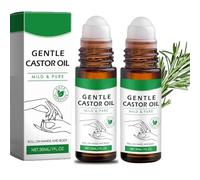 Castorglo Organic Golden Castor Oil Roll-on, aceite de ricino con rodillo de cuarzo de rosa, aceites de ricino orgánico 100% puro, extractos de ingredientes naturales (2Pcs)