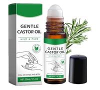 Castorglo Organic Golden Castor Oil Roll-on, aceite de ricino con rodillo de cuarzo de rosa, aceites de ricino orgánico 100% puro, extractos de ingredientes naturales (1Pc)