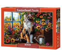 Castorland 1000 Piece Jigsaw Puzzles, Blooming Cat Meditation, Cat Puzzle, Flower Scennery, Charming View, Adult Puzzle, Castorland C-105342-2