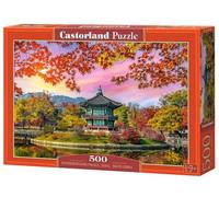 CASTORLAND Rompecabezas de 500 piezas, palacio Gyeongbokgung, Seúl, Corea del Sur, hojas de otoño, paisaje de otoño, colorido, reflexión, rompecabezas para adultos, Castorland B-54138