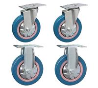 Castors Juego de 4 ruedas giratorias de alta resistencia de 3/4 de pulgada con vástago de goma y frenos for remolques industriales y muebles. Wheels(Orientation+universal,100mm)