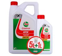 CASTROL GTX Aceite de Motor 5W-30 C4, pack de 5+1L, Homologación ACEA C4, Ayuda a prolongar la vida útil del motor