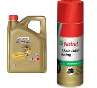 Castrol POWER1 4T 20W-50 Aceite de Moto 4L + Castrol Chain Lube Racing 400ml
