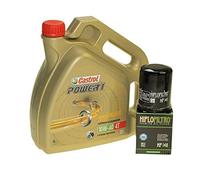 Castrol SAE 10W-40 Power 1 4T - Kit de cambio de aceite (4 L, incluye filtro de aceite Hiflo HF148, p. ej., para Yamaha FJR 1300, TGB 425, 525, 550)