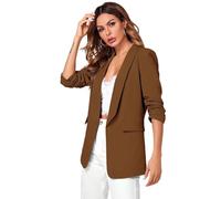Casual Blazer for Women Shawl Collar Ruched Sleeve Solid Blazer for Business Office