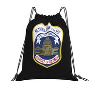 Casual Bolsa de natación Parche de la policía metropolitana Cómoda Mochila Deportiva 36x42cm para Compras,Uso Diario