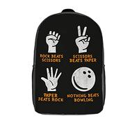 Casual Bolso Mochila Piedra, Papel O Tijera, Bolos Bolsa para Portátil Impermeable Bolsa De Deporte para Escolar, Mujeres, Adolescente, 42X32X14Cm
