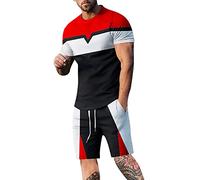Casual Camisas Chandal Traje De Color De Patchwork para Hombre Traje De Manga Corta 3D Pantalones Cortos Playa Tropical Hawaiianss Body Sports Shorts Traje Deportivo Hombres Chandal Conjunto Verano
