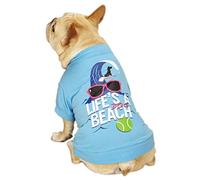 Casual Canine Life'S a Dog Beach tee, Pequeña/Mediana, Azul