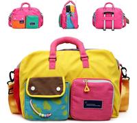 Casual Color Block Overnight Bag, Large Travel Duffle Bag, Foldable Design, Separate Shoe Compartment, Water Resistant Overnight Tote for Gym Sports Travel (#E)