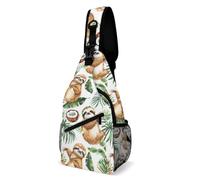 Casual Crossbody Lindo Perezoso Con Hojas De Palma De Coco Bolso De Pecho Durable Sling Bag Para Moto, Viaje, Excursionismo