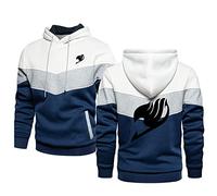 Casual Hombre Sudaderas Pullover para Fairy Tail Imprimir Unisex De Manga Larga Sudaderas con Capucha Color Block Jerseys con Cordón Sudadera Casual con Capucha con Bolsillo Kanga-White||XXL