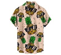 Casual Hombres Solapa Estampado Manga Corta Puños Botón Puerto Estilo Floral Camisa Sand Beach Hawaiianss Summer Top (M)