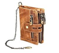 Casual Leather Men's Short Bifold Wallet Wallet Wallet Coin Pocket Men Zipper Retro Multifunction Short Wallet(Orange)