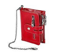 Casual Leather Men's Short Bifold Wallet Wallet Wallet Coin Pocket Men Zipper Retro Multifunction Short Wallet(Red)