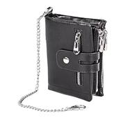Casual Leather Men's Short Bifold Wallet Wallet Wallet Coin Pocket Men Zipper Retro Multifunction Short Wallet(Black)